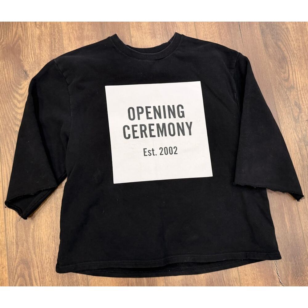 Opening Ceremony Black Logo Cutoff Sweatshirt Tee Women’s Medium - Picture 2 of 6